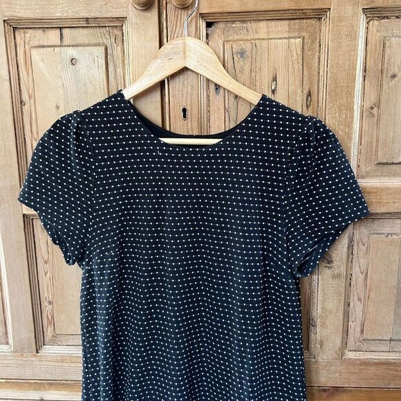 Maeve Small Dress Black White Polka Dot Anthropologie Short Sleeve Button - Picture 3 of 12